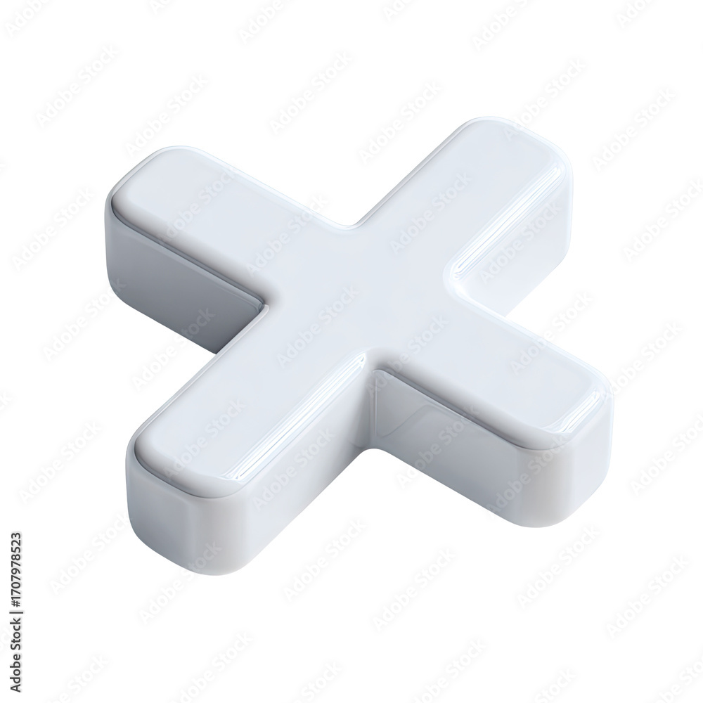 Obraz premium A 3D rendered, light gray, plus symbol