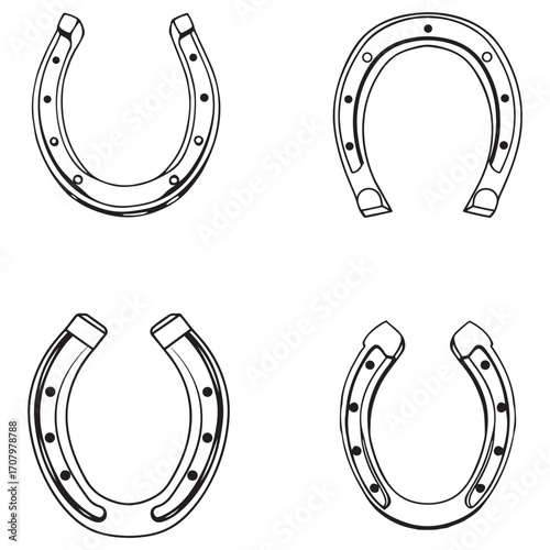horseshoe silhouette, horseshoe icon vector 