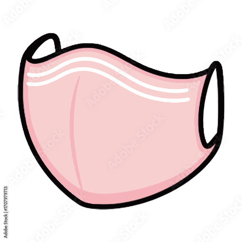 Isolated cartoon illustration of a pink protective face mask, a symbol of health and safety in daily life.