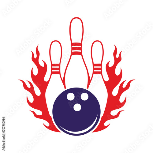 Flaming Bowling Pins and Ball Icon