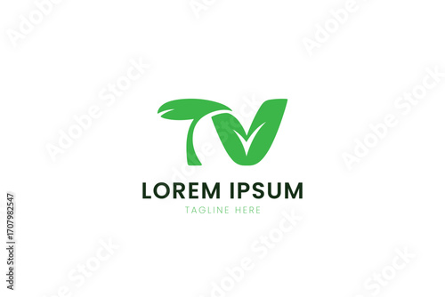 Minimalist green tv logo design with lorem ipsum text simple modern branding concept
