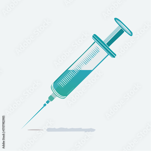 Artistic Vector Illustration of a Syringe with Fluid Ready for Medical Injection