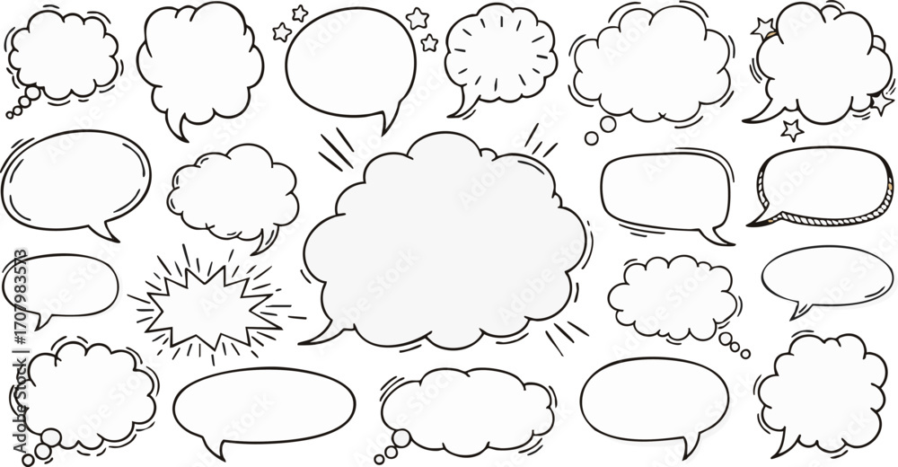 Fototapeta premium A collection of speech bubbles in various shapes and sizes, perfect for communication design.