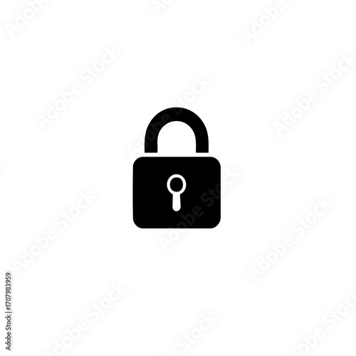 Solid black padlock icon symbolizing digital security, data privacy, and restricted access, ideal for modern website interfaces, application protection, and online safety features