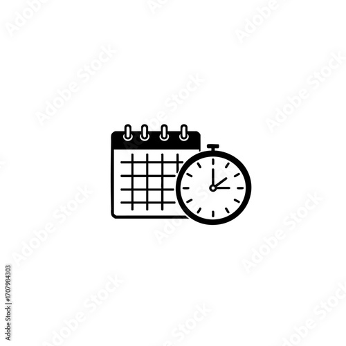 Calendar and Stopwatch Icon Symbolizing Time Management and Planning