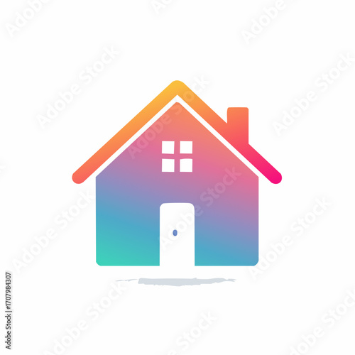 Colorful Gradient House Icon: Modern Real Estate Emblem for Property and Home Design