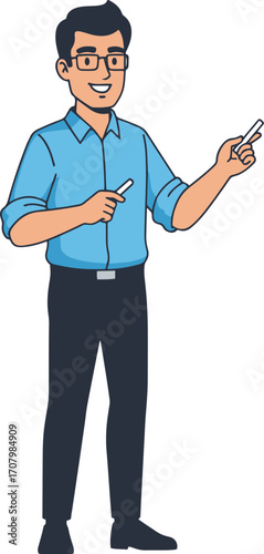 Vibrant pixel art illustration of a man passionately presenting or explaining a concept. Perfect for presentations, websites, educational materials, or app designs needing a friendly, approachable cha