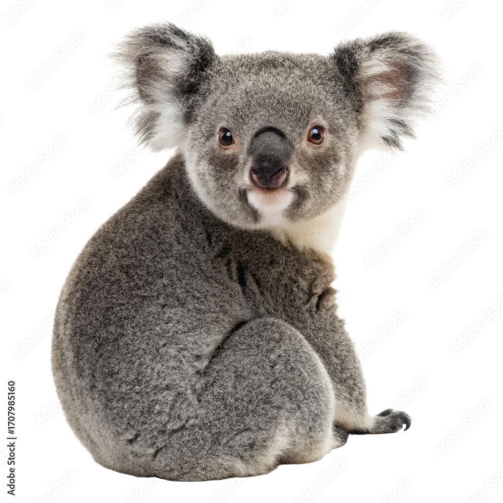 Naklejka premium Koala view from the front and back on png koala png animal png view png front png back png wildlife png transparent background