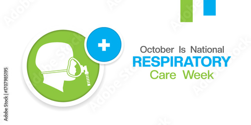 October is National Respiratory Care Week. Human and plus icon. Suitable for posters, banners and social media. White background.