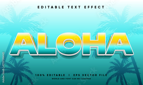 aloha 3d vector text effect with modern style