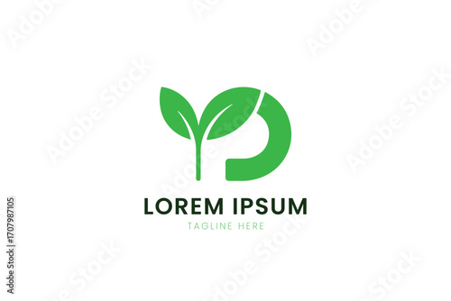 Minimalist green leaf logo design symbolizing growth and nature for brands