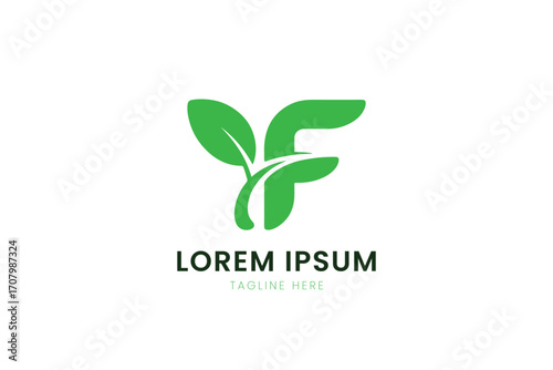 Minimalist green leaf logo design organic nature symbol on clean backdrop for eco friendly brands