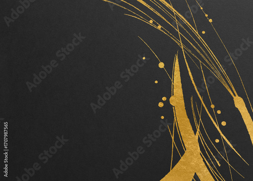 金色の毛筆アートのある和風背景