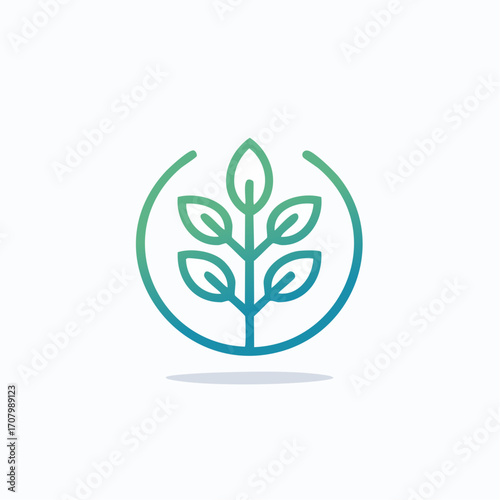 Elegant and Minimalist Emblem Featuring a Botanical Motif within a Circular Frame