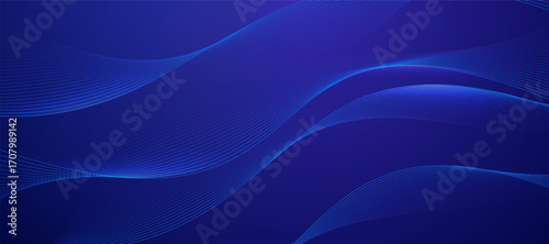 multiple flowing wavy lines on abstract blue background