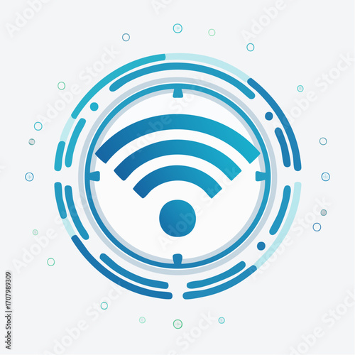 Digital wireless symbol conveying network connectivity in a clean, modern, and simplified graphic style