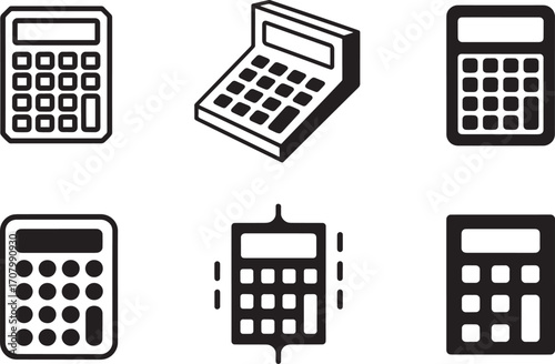 Calculator Icons Vector Set Representing Mathematical Tools for Financial and Scientific Use