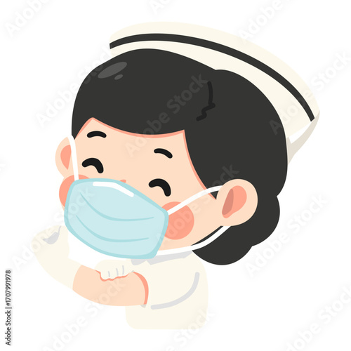 Cartoon Nurse Wearing a Surgical Mask