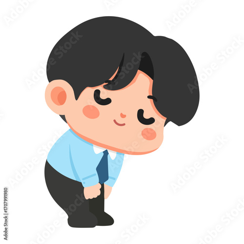 Illustration of Businessman Bowing in Respect