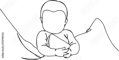 Baby Sitting Cute Pose – Toddler Line Art Sketch, Infant Child Minimal Illustration, Cute Kid Sitting Outline, Little Baby Minimalist Art, Position Sitting Baby Body Sketch, Infant Relaxed Silhouette 