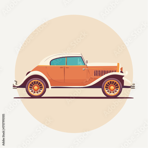Vintage Classic Car: A meticulously detailed illustration of a vintage classic car, capturing its timeless elegance and historical charm, embodying the spirit of classic automotive design.