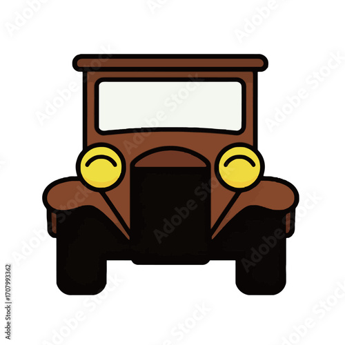 A simple cartoon illustration of a vintage car or antique automobile, ideal for retro, historical, and transportation concepts.
