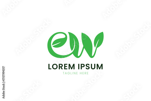 Modern minimalist green leaf logo design concept abstract natural element