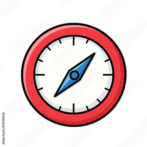 Free Download A simple cartoon illustration of a red and white compass, ideal for travel, exploration, and direction concepts. - GFXLoad