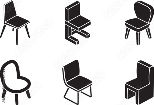 Isometric Chair Furniture Vector Illustration Set for Interior Design and Home Decor Projects