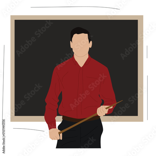 teacher holding a stick. teacher holding a stick