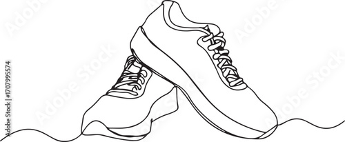 Casual Sneakers Shoes Sketch – Fashion Line Art Outline, Shoes Drawing Minimal, Stylish Sneakers Illustration, Sports Sneakers Shoe Contour Art, Modern Shoe Sketch Design, Sneakers Casual Hand Drawing