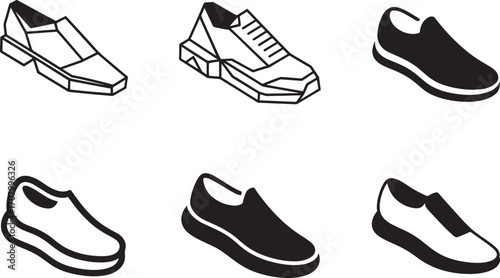 Isometric Shoe Icons Collection Footwear Symbol Isolated on Transparent Background