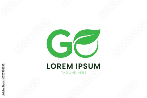 Minimalist green go leaf logo design for eco-friendly brands and businesses