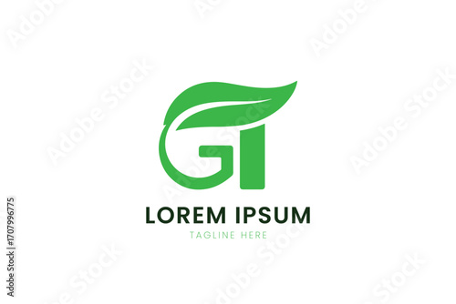 Minimalist green leaf logo design with lorem ipsum text for organic businesses