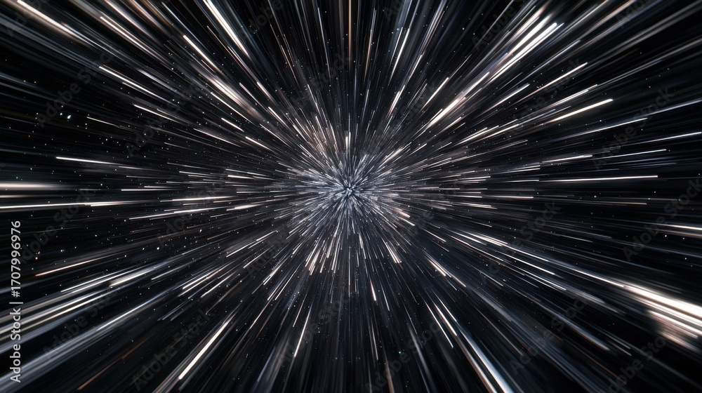 Fototapeta premium Abstract cosmic scene with radiant streaks and distant stars evokes exploration and wonder during interstellar travel th