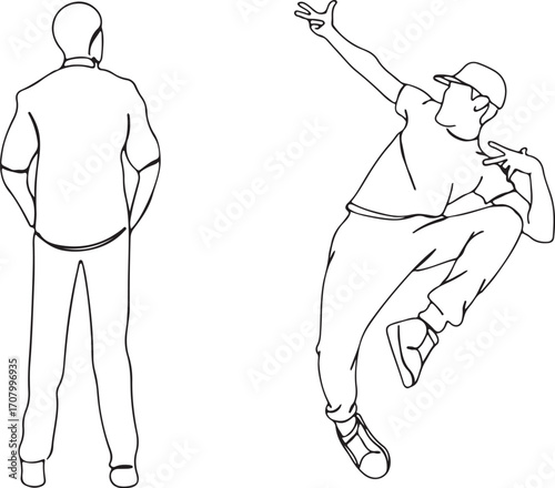 Male Back Pose Sketch – Man Standing Outline Art, Stylish Male Model Figure, Hand Drawn Gentlemen Silhouette, Fashion Body Male Drawing, Minimal Man Contour Pose, Standing Outline Male Style, Fashion 