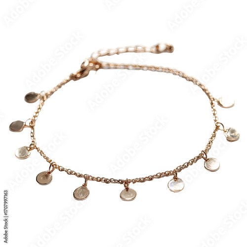 Wallpaper Mural A light-gold beaded anklet with circular pendants Torontodigital.ca