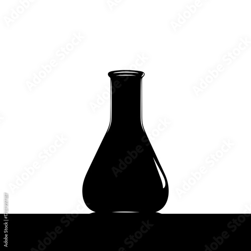 Black silhouette of a laboratory flask isolated on white background silhouette