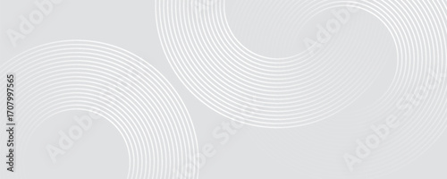 Abstract white glowing geometric lines on gray background. Modern shiny blue circle lines pattern. eps 10