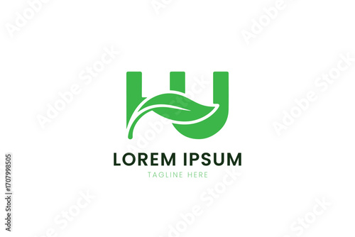 Minimalist green leaf logo design abstract symbol organic nature brand identity
