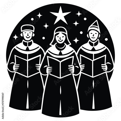 christmas carolers vector icon