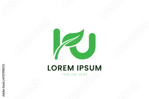Minimalist green leaf logo design for organic brands modern nature symbol