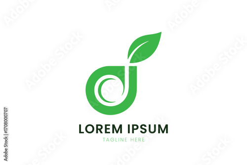 Minimalist green leaf logo design represents growth and nature concepts