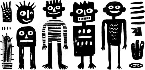 Abstract minimalist body and torso set with bending arms for creative design