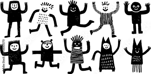 Playful abstract figures collection: dynamic silhouettes for creative design