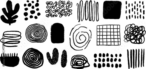 Abstract collection of blob shapes and warped dots for creative designs