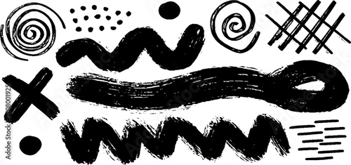 Abstract scribble set featuring loops, swirls, and tangled lines for creative design