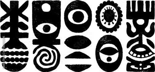 Ancient symbolic designs featuring rune, triquetra, labyrinth, and ankh motifs for artistic inspiration