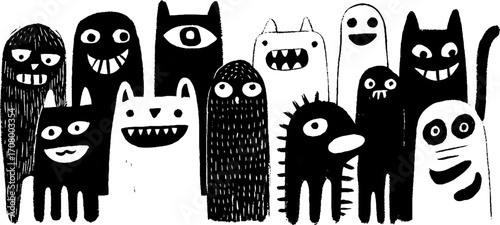 Quirky monster doodle collection for creative projects