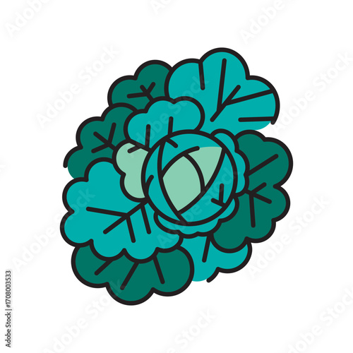 growing cabbage color flat icon for digital and print projects. Arctic animals.